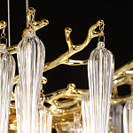 Люстра золотого цвета с декоративными ветками и длинными прозрачными стеклянными подвесами в форме сосулек Droplet Chandelier варинант исполнения - 6 | Loft Concept в Костроме