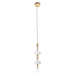 Подвесной светильник с белыми фигурными стеклянными элементами и бронзовыми вставками Высота 100 см Gabriel Scott Luna варинант исполнения - 4 | Loft Concept в Костроме