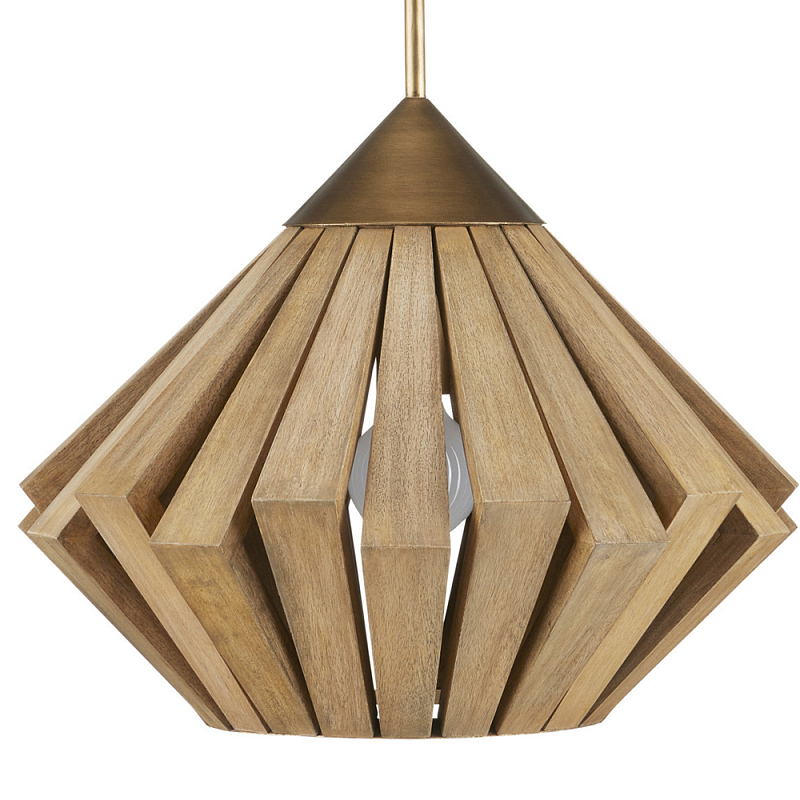 Подвесной светильник из толстых деревянных реек Wooden Slats Коричневый Латунь Подвесной светильник из толстых деревянных реек Wooden Slats Коричневый Латунь в Костроме | Loft Concept