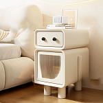 Тумбочка прикроватная с ящиком и стеклянной дверцей Робот Robot Bedside варинант исполнения - 2 | Loft Concept в Костроме