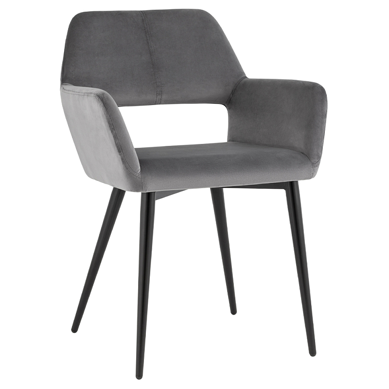 Стул с подлокотниками серый NEASAN STOOL Серый Черный Стул с подлокотниками серый NEASAN STOOL Серый Черный в Костроме | Loft Concept