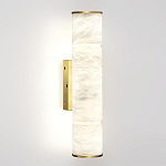 Бра с цилиндрическим плафоном из белого алебастра на прямоугольном основании Латунь Cryptocrystalline Stone варинант исполнения - 1 | Loft Concept в Костроме