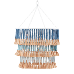 Люстра трехъярусная с декором из круглых деревянных бусин с кисточками Blue Wooden Beads Chandelier варинант исполнения - 1 | Loft Concept в Костроме