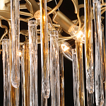 Люстра подвесная золотого цвета с разветвленными ветвями и прозрачными стеклянными подвесками Droplet Chandelier варинант исполнения - 5 | Loft Concept в Костроме