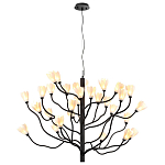 Люстра подвесная черного цвета с ветвями и белыми фарфоровыми цветами Floralis варинант исполнения - 11 | Loft Concept в Костроме