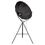 Торшер в виде прожектора с круглым тканевым абажуром на треноге черного цвета Radiance Éclat варинант исполнения - 4 | Loft Concept в Костроме