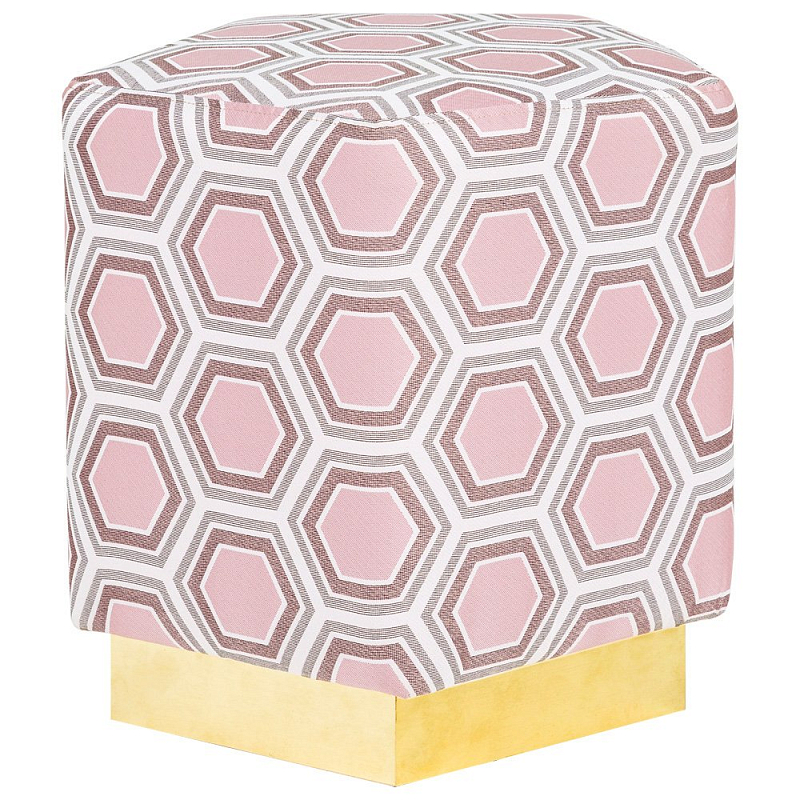 Пуф Hexagon Pink Geometry Латунь Розовый пастельный Белый в Костроме | Loft Concept 
