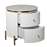 Тумбочка белая круглая с мраморной столешницей Thoroughbass варинант исполнения - 5 | Loft Concept в Костроме