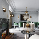 Бра с изогнутым плафоном на бронзовом основании с вертикальным декором из металлических трубок Sohne варинант исполнения - 2 | Loft Concept в Костроме