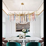 Люстра на подвесе с каркасом из металла и цветными подвесками из стекла Droplet Chandelier варинант исполнения - 4 | Loft Concept в Костроме