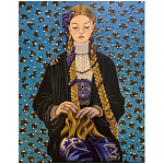 Панно ручная вышивка бисером Портрет девушки в голубых тонах варинант исполнения - 1 | Loft Concept в Костроме