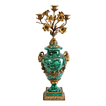 Подсвечник из фарфора с бронзовыми цветочными элементами Malachite Candlestick варинант исполнения - 1 | Loft Concept в Костроме