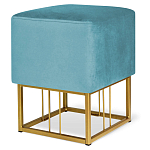 Пуф квадратный голубой велюр на золотом металлическом основании Celeste Blue варинант исполнения - 1 | Loft Concept в Костроме