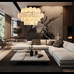 Люстра четырехъярусная с подвесками в форме дисков Cryptocrystalline Stone варинант исполнения - 5 | Loft Concept в Костроме