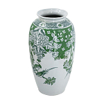 Ваза высокая с зелеными цветочными и птичьими мотивами Vase Inspired by Nature варинант исполнения - 2 | Loft Concept в Костроме