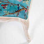 Банкетка из массива бука с цветочным принтом Turquoise Beige Chinoiserie Garden Banquette варинант исполнения - 3 | Loft Concept в Костроме