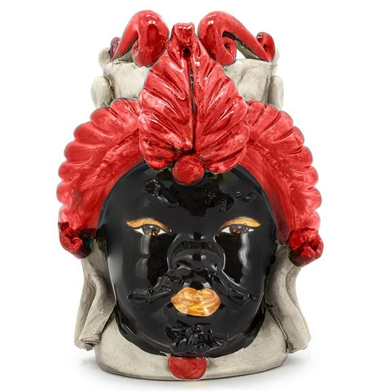 Ваза Vase Moro Man Small Red Черный Красный Бежевый Ваза Vase Moro Man Small Red Черный Красный Бежевый в Костроме | Loft Concept