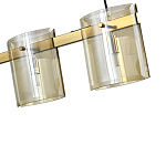 Подвесной светильник светодиодный с 5-ю цилиндрическими плафонами коньячного цвета из стекла и стали Andrea Сhandelier Сognac варинант исполнения - 1 | Loft Concept в Костроме