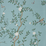 Обои ручная роспись Gustavian Garden Special Colourway on Duck Egg dyed silk варинант исполнения - 2 | Loft Concept в Костроме