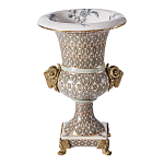 Ваза с овнами из фарфора с бронзовыми элементами Bronze Aries варинант исполнения - 1 | Loft Concept в Костроме