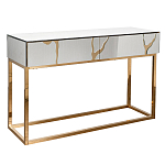 Консоль с ящиками зеркальная с золотым декором Gold Painted Mirror Console варинант исполнения - 1 | Loft Concept в Костроме