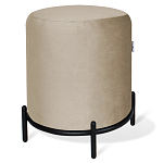 Банкетка круглая бежевый велюр на 4-х металлических ножках черного цвета SANJAY варинант исполнения - 1 | Loft Concept в Костроме