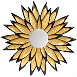 Зеркало-солнце в раме золотого и черного цвета Rays of Peace варинант исполнения - 1 | Loft Concept в Костроме