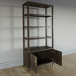 Стеллаж со стеклянными полками Elsa Dreams Walnut варинант исполнения - 3 | Loft Concept в Костроме