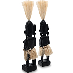 Комплект из 2-х деревянных статуэток Asmat Straw Headdress Statuettes Black варинант исполнения - 2 | Loft Concept в Костроме