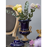 Ваза темно-синего цвета из фарфора с бронзовыми ручками в виде змей Высота 39 см Eden Garden porcelain and bronze варинант исполнения - 1 | Loft Concept в Костроме