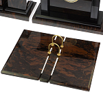 Настольный письменный набор с часами из природного камня обсидиана  Gift for Manager варинант исполнения - 3 | Loft Concept в Костроме