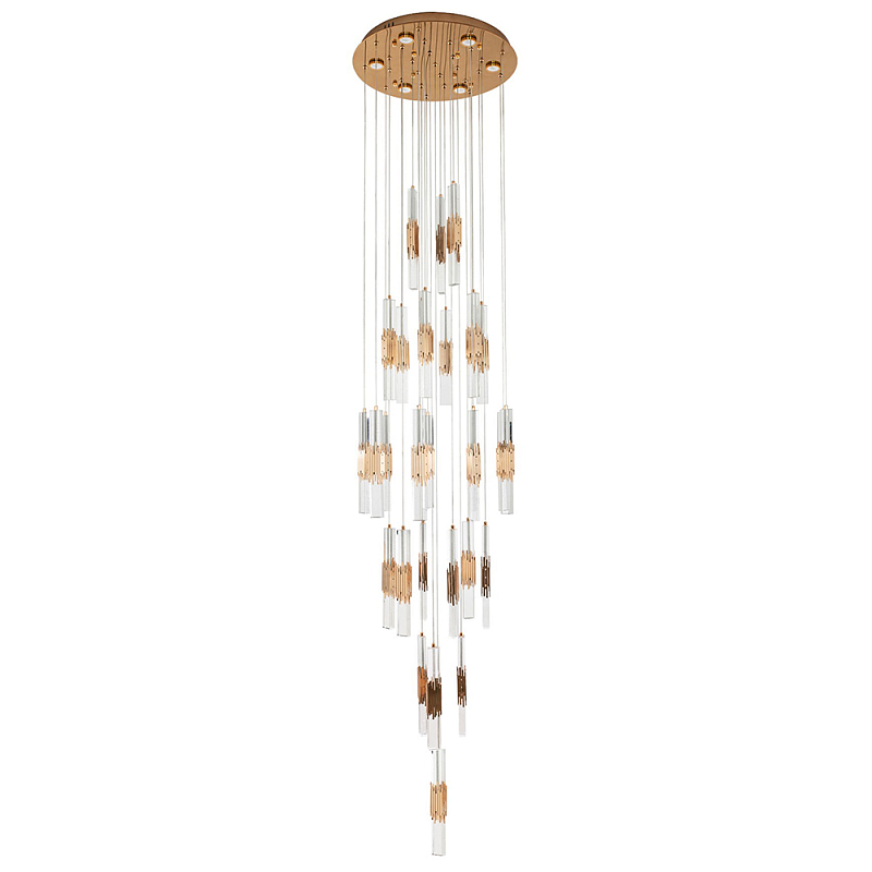 Люстра с прямоугольными плафонами из хрусталя Esme Rectangular Crystal Gold Chandelier Золотой Прозрачный Люстра с прямоугольными плафонами из хрусталя Esme Rectangular Crystal Gold Chandelier Золотой Прозрачный в Костроме | Loft Concept