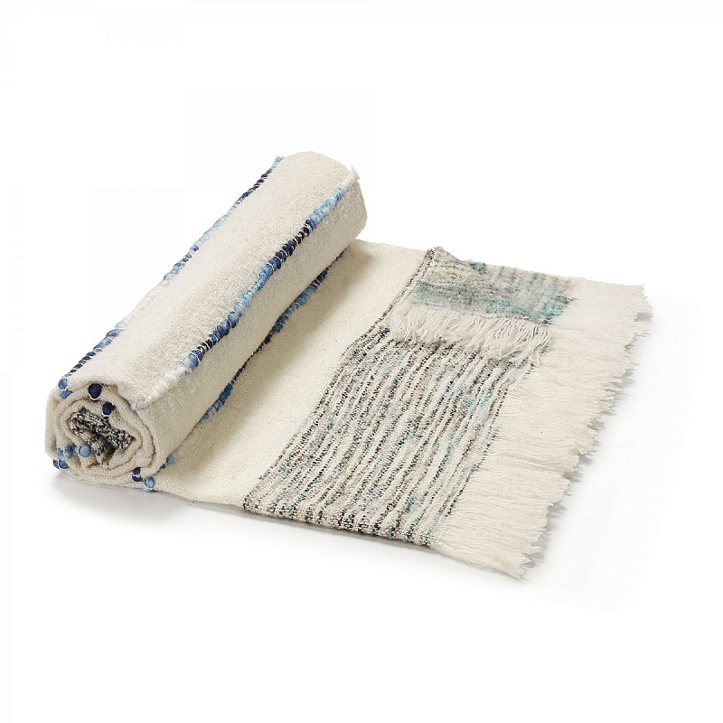 Плед Plaid Boho Lightness Белый Синий Плед Plaid Boho Lightness Белый Синий в Костроме | Loft Concept