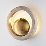 Бра с бежевым текстурным кольцом и латунным шаром в центре Tactile  варинант исполнения - 3 | Loft Concept в Костроме