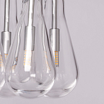 Люстра с 9-ю прозрачными плафонами из стекла в форме капли на прямоугольном потолочном основании цвета хром Lucid Rain  варинант исполнения - 8 | Loft Concept в Костроме