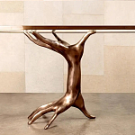 Обеденный стол с фигурным декором бронзового цвета Dichotomy racetrack варинант исполнения - 2 | Loft Concept в Костроме