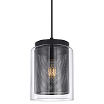 Подвесной светильник с сетчатым металлическим плафоном цилиндрической формы черный Metal Mesh варинант исполнения - 1 | Loft Concept в Костроме