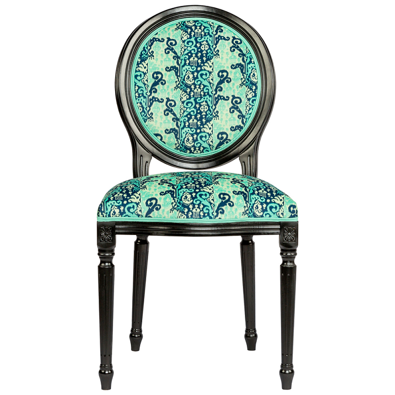 Стул из натурального бука Ikat Pattern бирюзовый Черный Бирюзовый Стул из натурального бука Ikat Pattern бирюзовый Черный Бирюзовый в Костроме | Loft Concept