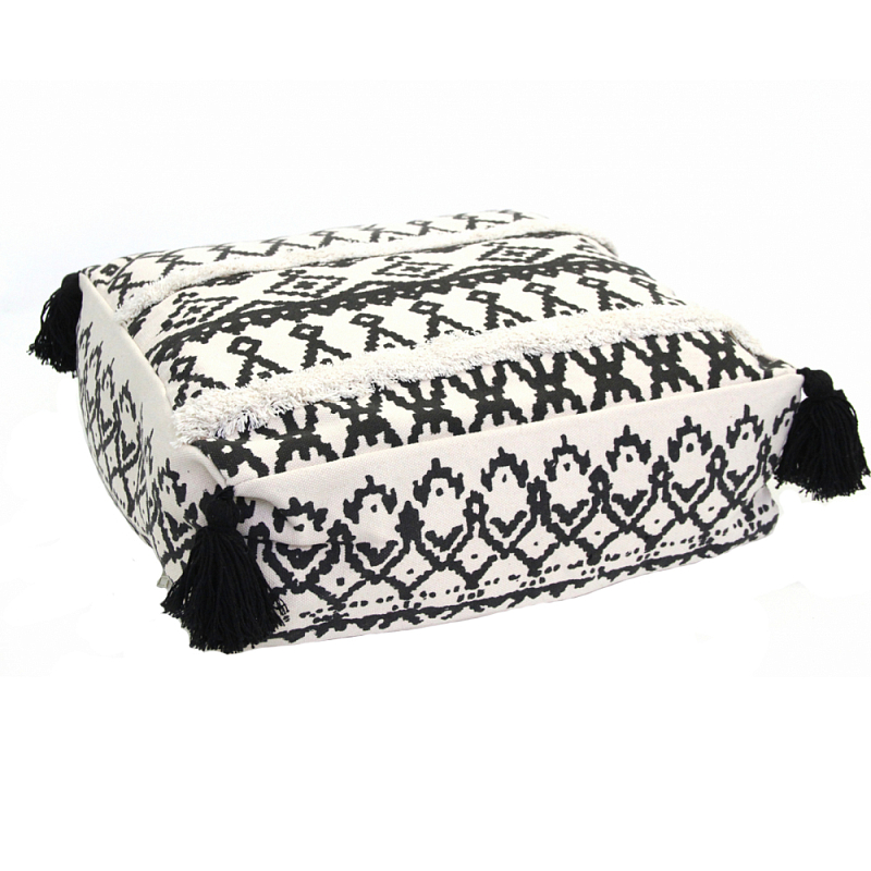 Пуф Black and White Fringe Черный Белый Пуф Black and White Fringe Черный Белый в Костроме | Loft Concept