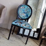 Стул из массива бука бирюзовый с изображением птиц в саду Turquoise Chinoiserie Bird Chair варинант исполнения - 5 | Loft Concept в Костроме