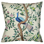 Подушка декоративная с изображением птицы в саду Beige Chinoiserie Blue Bird in the Garden Cushion варинант исполнения - 1 | Loft Concept в Костроме