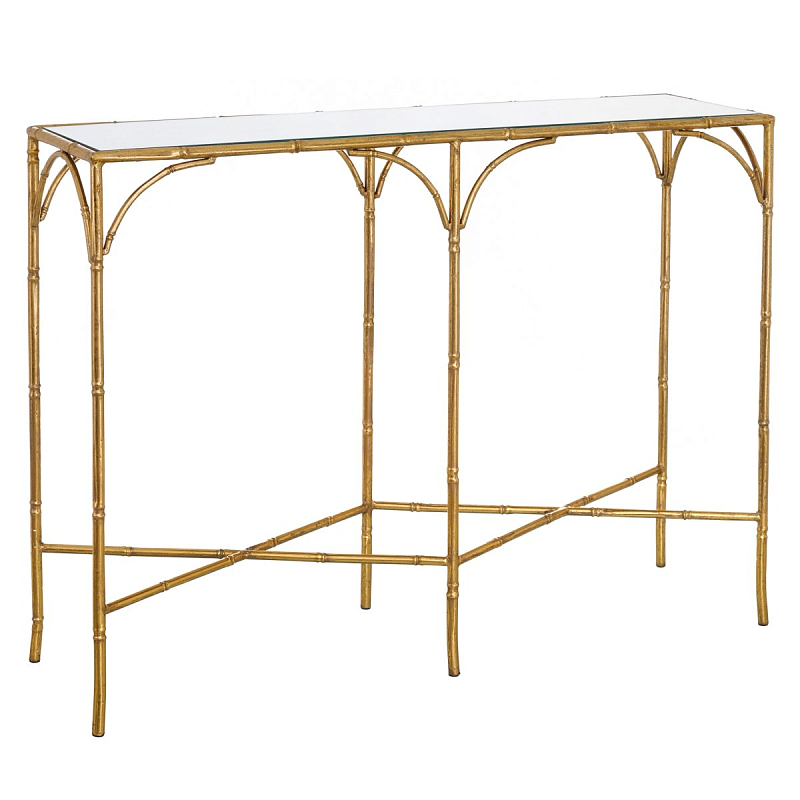 Консоль Metal Bamboo Console Золотой Прозрачное Стекло Консоль Metal Bamboo Console Золотой Прозрачное Стекло в Костроме | Loft Concept