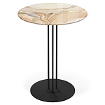 Стол журнальный круглый с бежевой столешницей из стекла Beige Marble варинант исполнения - 1 | Loft Concept в Костроме