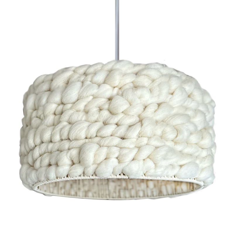 Вязаный шерстяной светильник Knitted wool lamp Cylinder Молочный в Костроме | Loft Concept 
