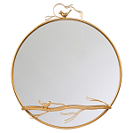 Зеркало настенное в раме золотого цвета с декором птица на ветке Mirror Portal варинант исполнения - 1 | Loft Concept в Костроме