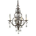 Люстра бронзового цвета с 4-мя лампами и подвесками из оптического стекла в классическом стиле Feiss варинант исполнения - 1 | Loft Concept в Костроме