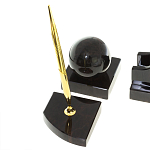 Настольный письменный набор из чёрного обсидиана с декором в виде льва Golden Lion варинант исполнения - 5 | Loft Concept в Костроме