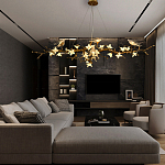 Люстра в виде золотой ветки с цветами и птичками Marvelous Garden варинант исполнения - 1 | Loft Concept в Костроме