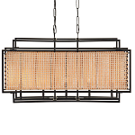 Люстра прямоугольной формы с чёрным каркасом и вставкой из плетеного материала Cage for Light варинант исполнения - 1 | Loft Concept в Костроме