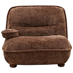 Кресло без подлокотников коричневое ну круглых деревянных ножках Loup Plush Armchair Brown варинант исполнения - 6 | Loft Concept в Костроме